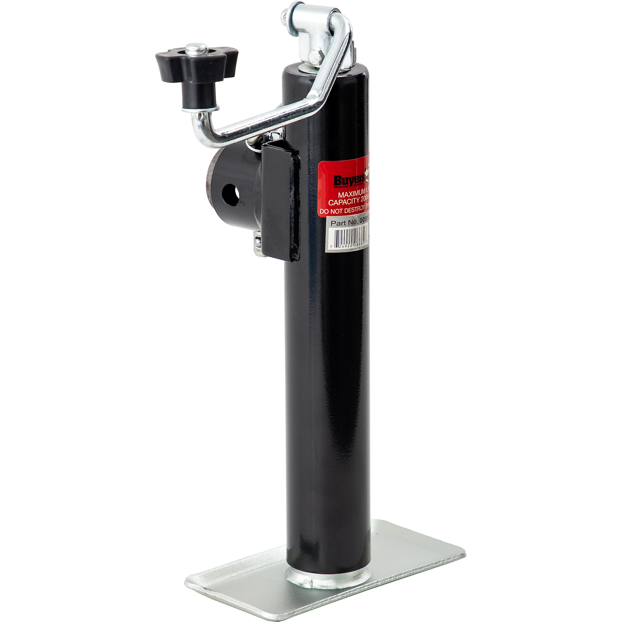 Buyers Products, Jack, Swivel, Top Wind, 10in.Travel, Pipe Mount, Lift Capacity 1 Tons, Max. Lift Height 14 in, Model# 0091205